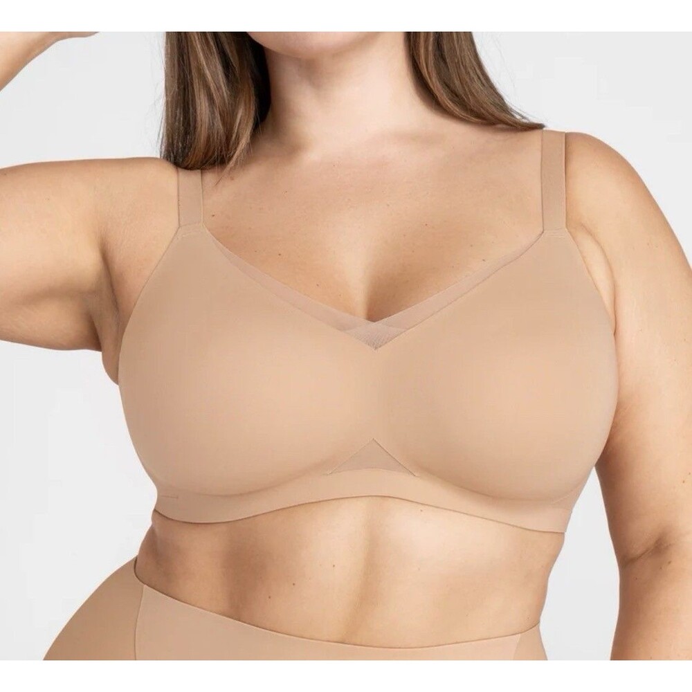 Honeylove Crossover Bra Sand Nude Color Wireless 36 D/DD (E) Mesh Seamless